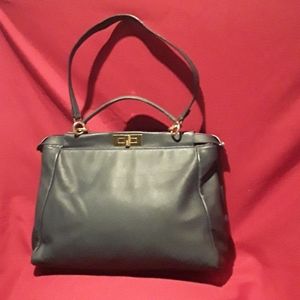 Fendi Bag Peekaboo Blue Calfskin Large Satchel